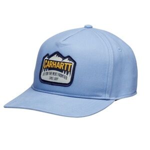 NWT Carhartt Mountain Patch Blue Canvas Flat Brim Hat